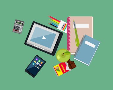 Eğitim öğeleri Tablet Apple defter ve kalem