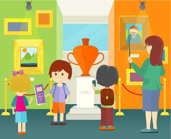 Enfants dans le musée — Image vectorielle