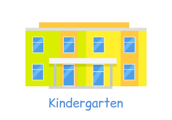 Kindergarten Building Aislado en Blanco — Vector de stock