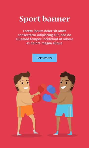Boxe à deux hommes, bannière de sport — Image vectorielle