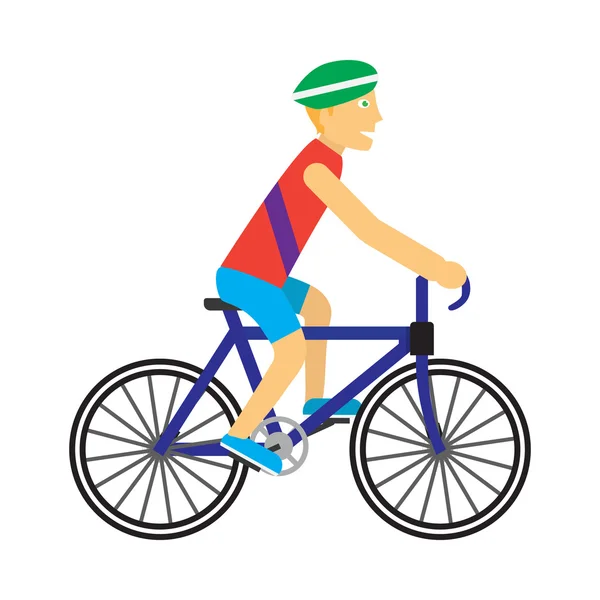 Biker with Bicycle Vector in Flat Design — Stock Vector