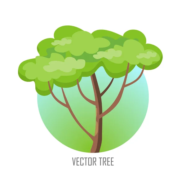 Tree with Green Leaves. — Stock Vector