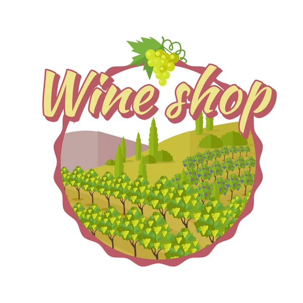 Cartel de la tienda de vinos. Logotipo del concepto de vinificación . — Vector de stock