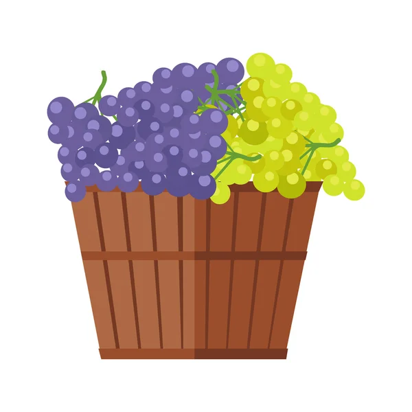 Holzfass mit Weintrauben — Stockvektor