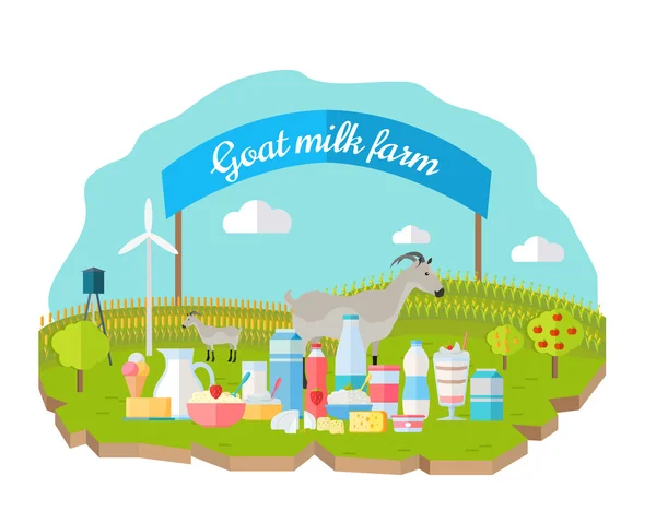 有机牛奶农场概念 Web 横幅广告 — 图库矢量图片