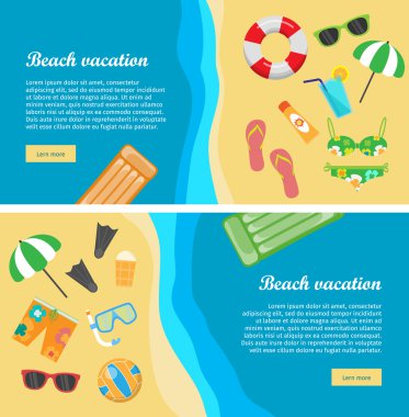 Beach Tatil düz tasarım vektör Web afiş