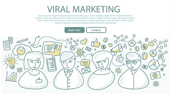 Viral Marketing banner w stylu liniowym. Wektor — Wektor stockowy