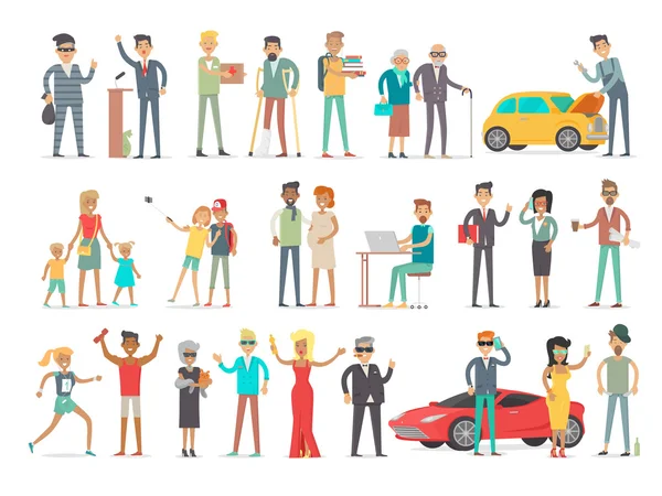 Collection of Characters of Different Social Level — Stock Vector