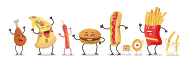 Fast Food ürünleri vektör düz tasarım kümesi