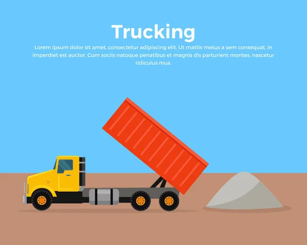 Ilustrasi Vektor Desain Datar Banner Trucking - Stok Vektor