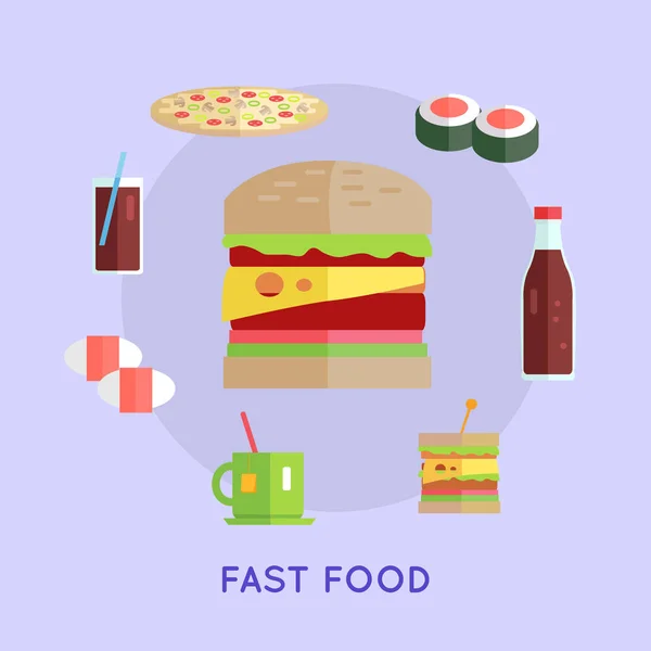 Konzeptionelle Illustration des Fastfood-Vektors. — Stockvektor