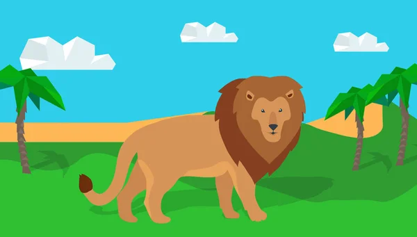 Grappige Lion in savanne — Stockvector