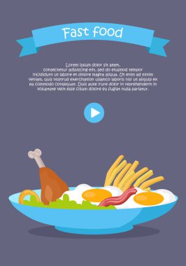 Fast Food kavramsal düz stil vektör Web Banner