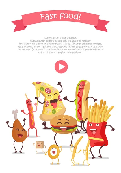 Storia del cibo divertente Concettuale Banner Web Site Design — Vettoriale Stock