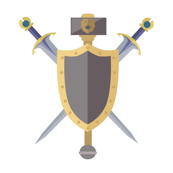 Escudo de armas con espadas Ilustración . — Archivo Imágenes Vectoriales