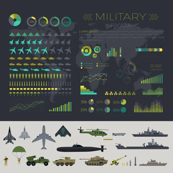 Askeri Infographic seti — Stok Vektör