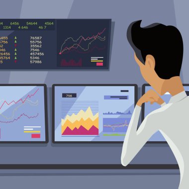Modern Online Ticaret teknoloji illüstrasyon.