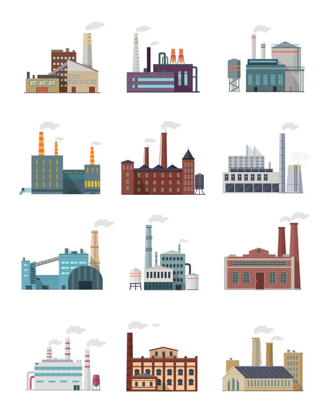 Set of Industry Manufactory Building Icons. — Stock Vector