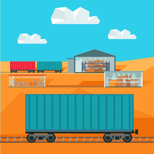 Tåg i hela världen lager levererar. Logistik — Stock vektor