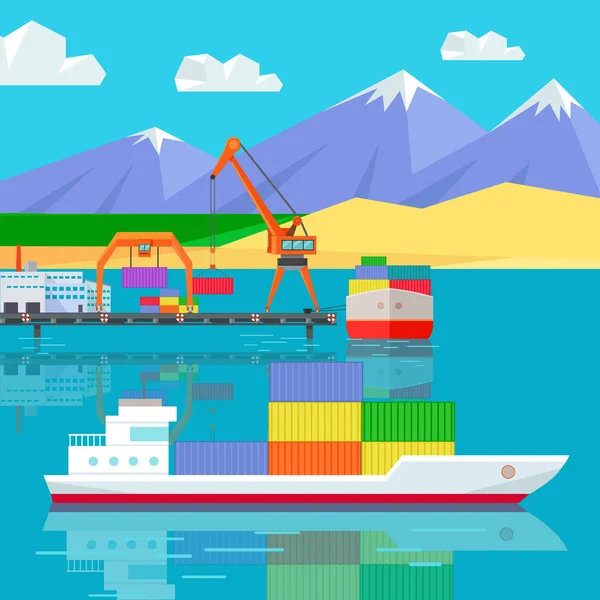Livraison de l'entrepôt mondial de navires. Logistique — Image vectorielle