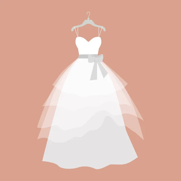 Wedding Dress Vector Illustration in Flat Design — Stock Vector
