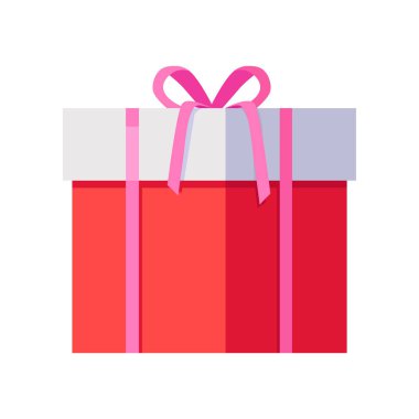 Pembe kurdele ile kırmızı hediye kutusu