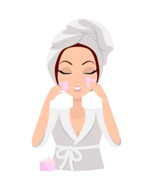 Moisturisation. Besleyici krem uygulamak kız