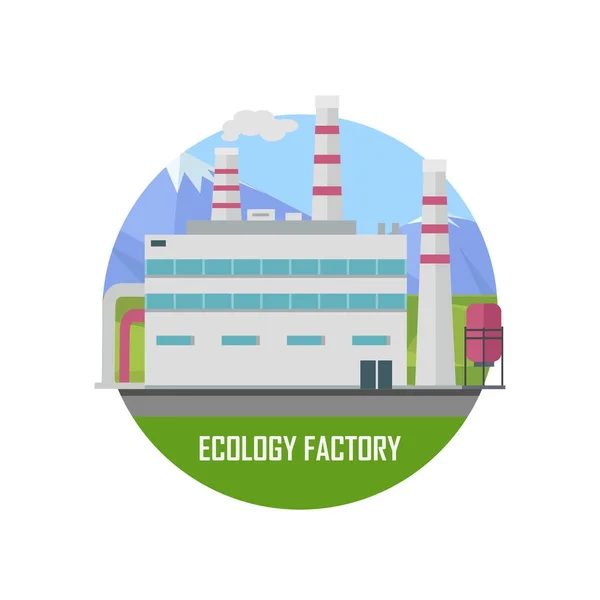 Fábrica de Ecología. Eco icono de la planta en estilo plano . — Vector de stock