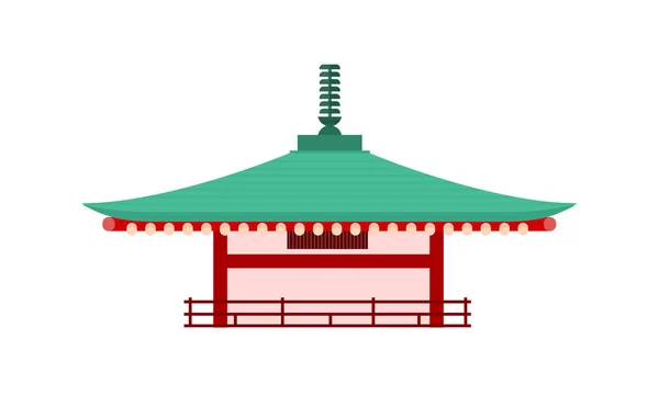 Japanese Temple Isolated. Pagoda Tower. Vector — Stock Vector