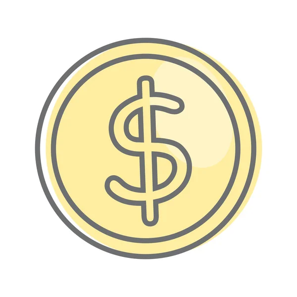 Signe d'argent isolé. Dollar Coin. Marketing vidéo . — Image vectorielle
