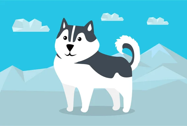 Σιβηρία σκύλος χάσκεϋ εικονογράφηση διάνυσμα σε επίπεδη σχεδίαση — Διανυσματικό Αρχείο