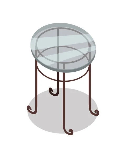 Vector de mesa de vidrio redondo en proyección isométrica — Vector de stock