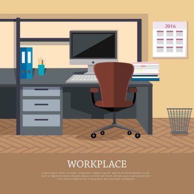 İş yeri kavramı vektör Web Banner düz tasarım