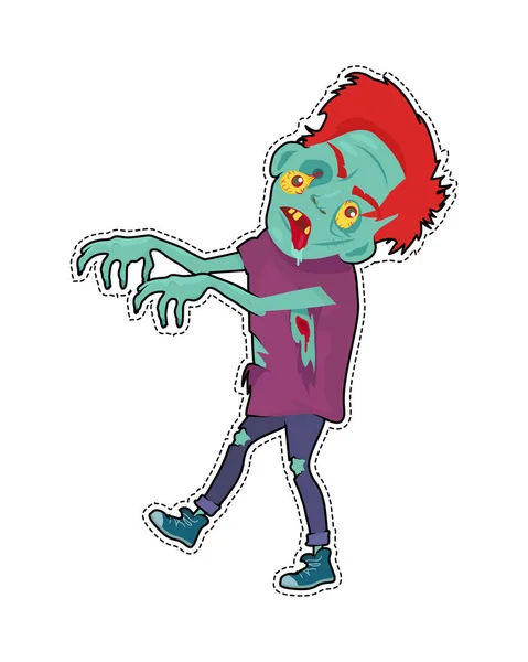Carácter Zombie caminando con las manos estiradas — Vector de stock