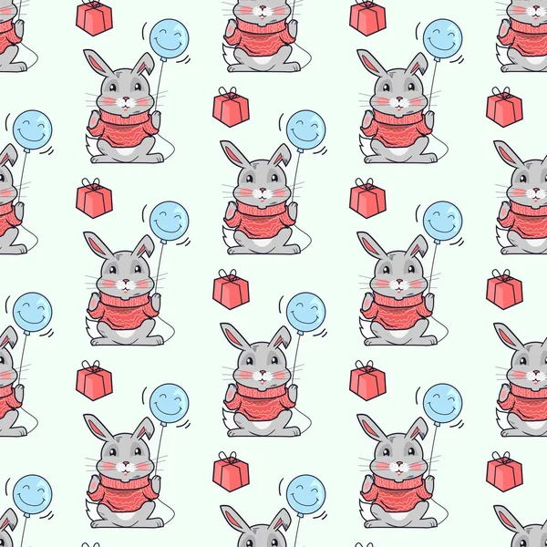 Legrační králíků bezešvé vzor vektor v plochý Design — Stockový vektor
