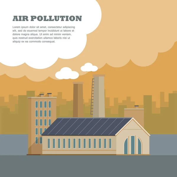 Знамя загрязнения воздуха. Завод со смоговыми трубами — стоковый вектор