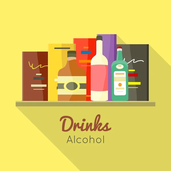 Bebidas Alcohol Vector Concepto en Diseño Plano . — Vector de stock