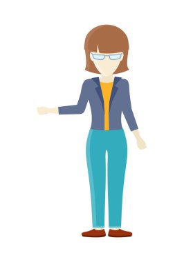 Neşeli genç bayan elini sallayarak