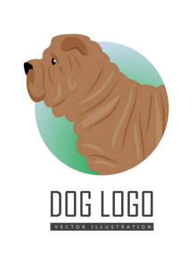 Shar Pei köpek logosu beyaz arka plan üzerinde