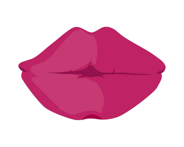 Rouge à lèvres brillant sur blanc. Bouche féminine pulpeuse — Image vectorielle