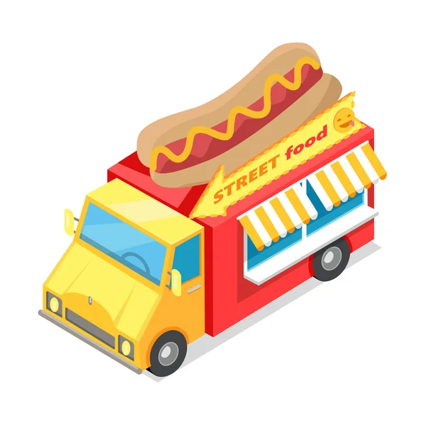 Ilustração isométrica do vetor do fast food da rua — Vetor de Stock