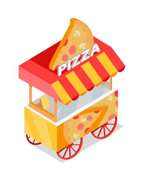 Tienda de Carro de Pizza Icono de Vector Isométrico . — Vector de stock