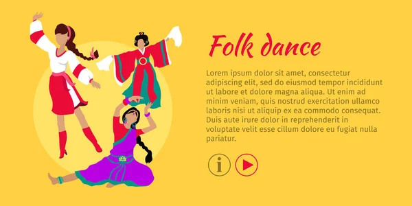 Halk Dansları kavramsal düz stil vektör Web Banner — Stok Vektör