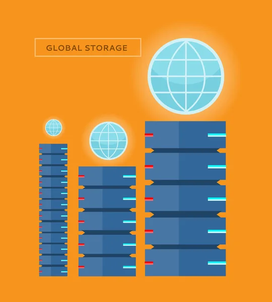 Global Storage Web Banner im flachen Stil — Stockvektor