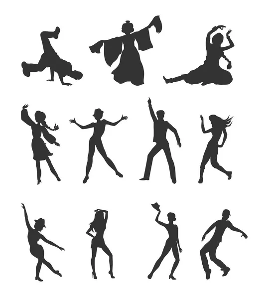 Set of Dancing Peoples Flat Vector Illustrations — Stock Vector