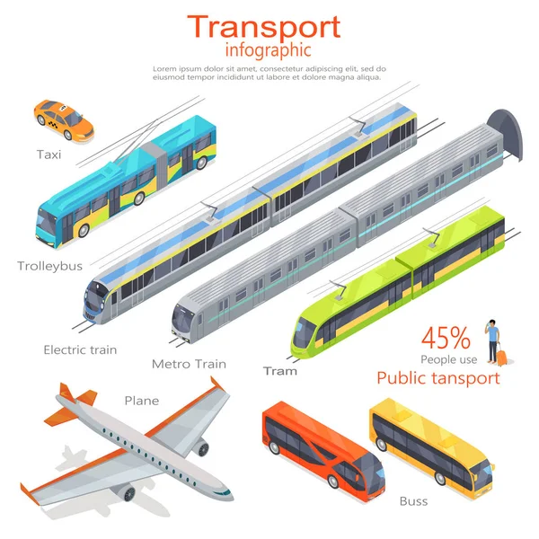 运输信息图表。公共交通工具。矢量 — 图库矢量图片