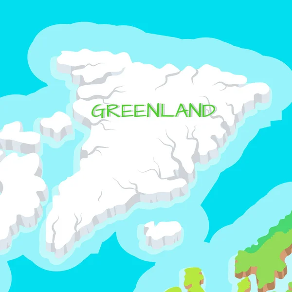 Isometric Map of Greenland Detailed Illustration. — Stock Vector