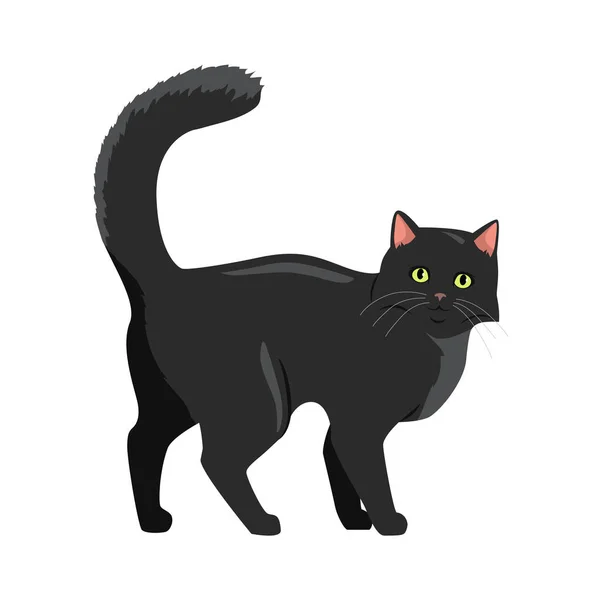 Gato negro Vector Diseño plano Ilustración — Vector de stock
