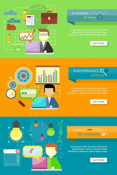 Estrategia empresarial, análisis del rendimiento, investigación — Vector de stock