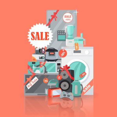 Büyük süper Web satışı büyük başlığı. Ev aletleri